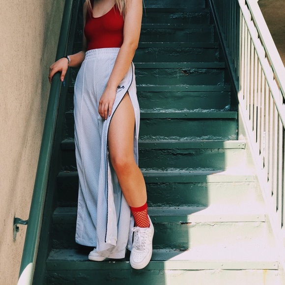 White Fila Neka Tear-Away Pants - Picture 2 of 2